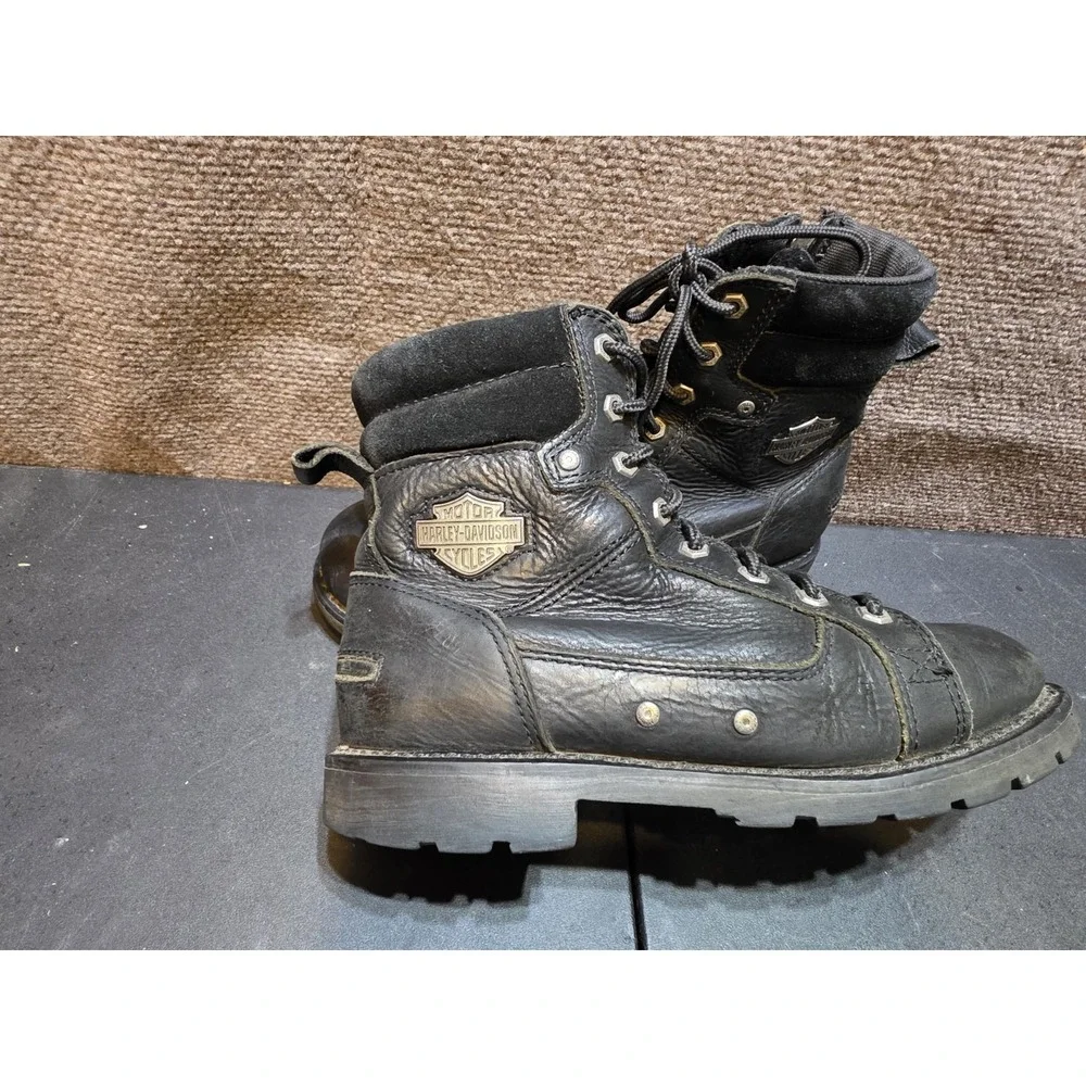 Harley Davidson 8 Inch Leather Side Zip Style 94339 Motorcycle Boots US Men 9
